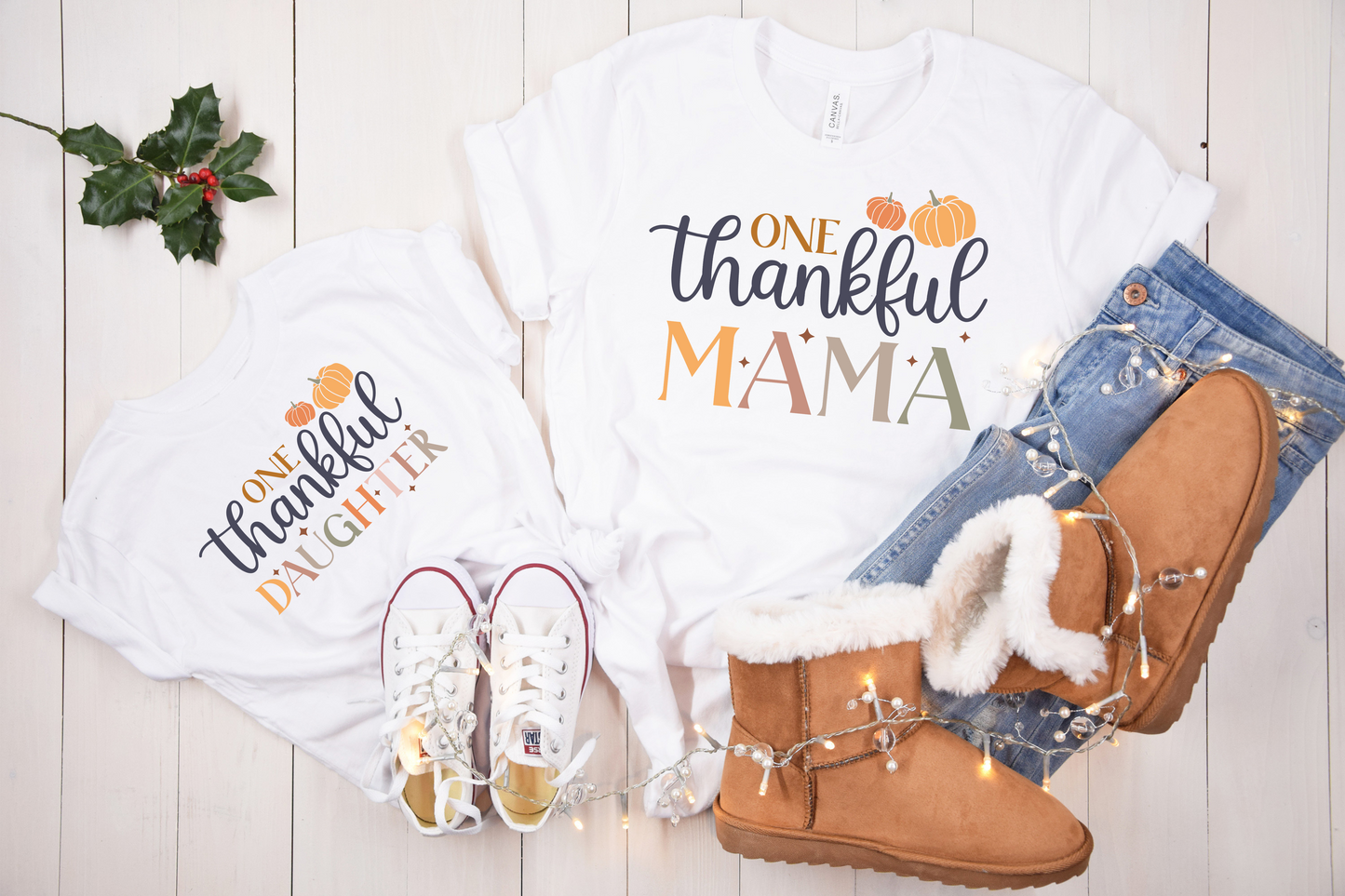 One Thankful Mama & Thankful Pumpkin Mini Tee Combo