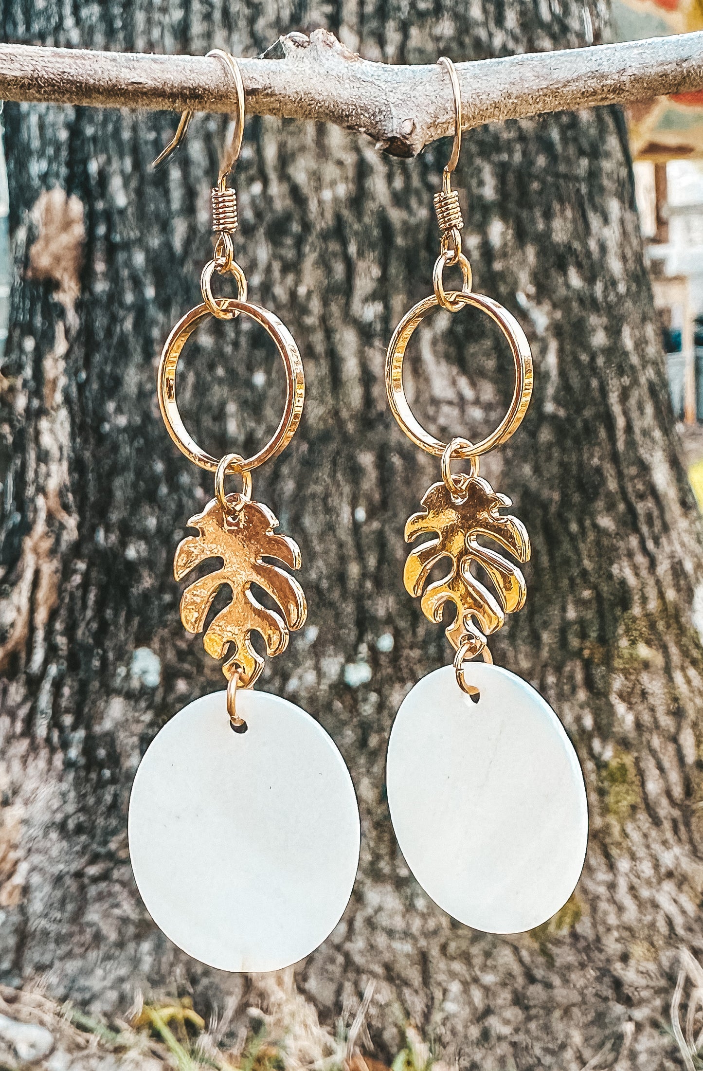 Stacked Leaf Dangle Earrings