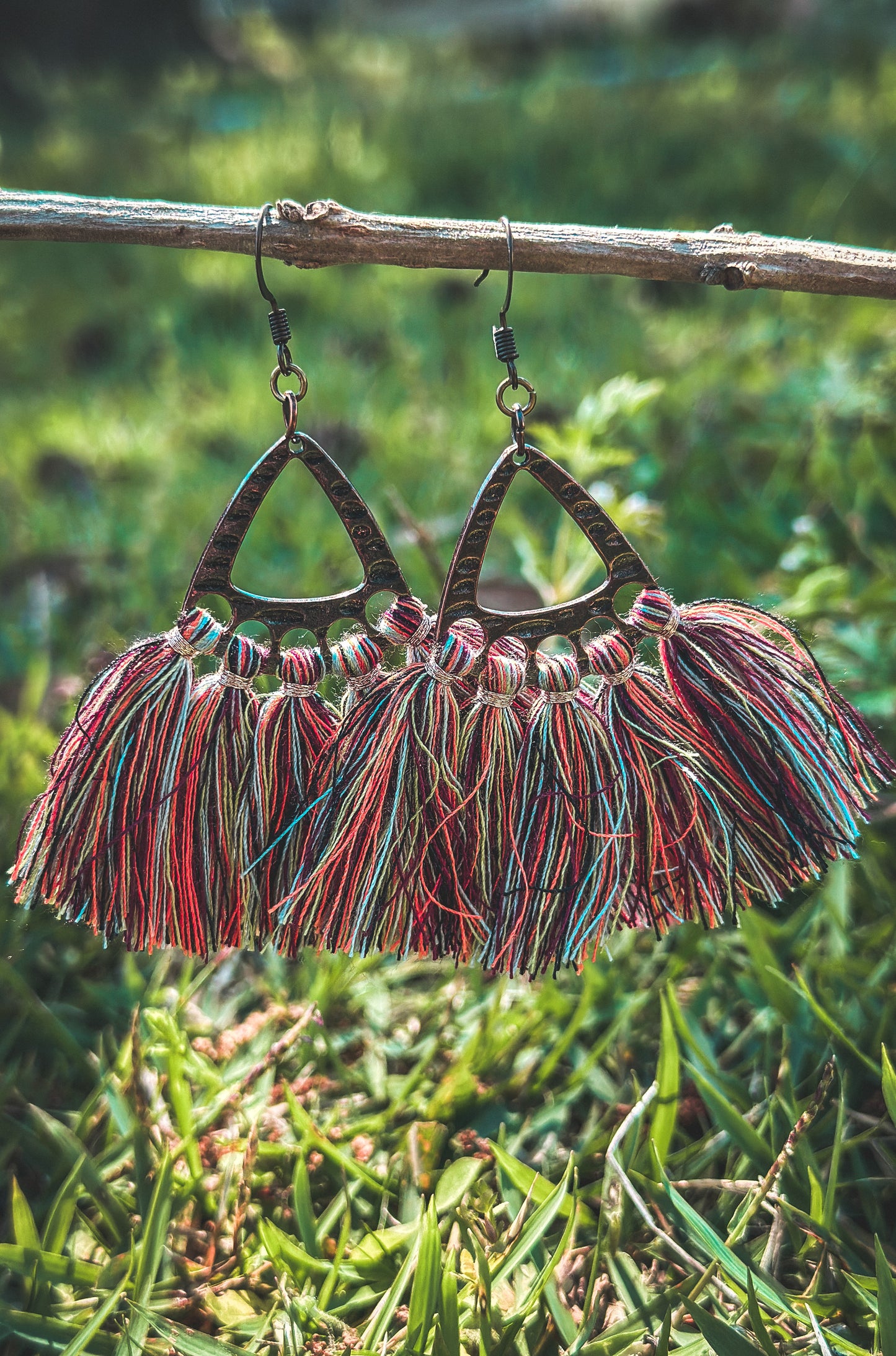 Antique Metal Tassel Dangle Earrings