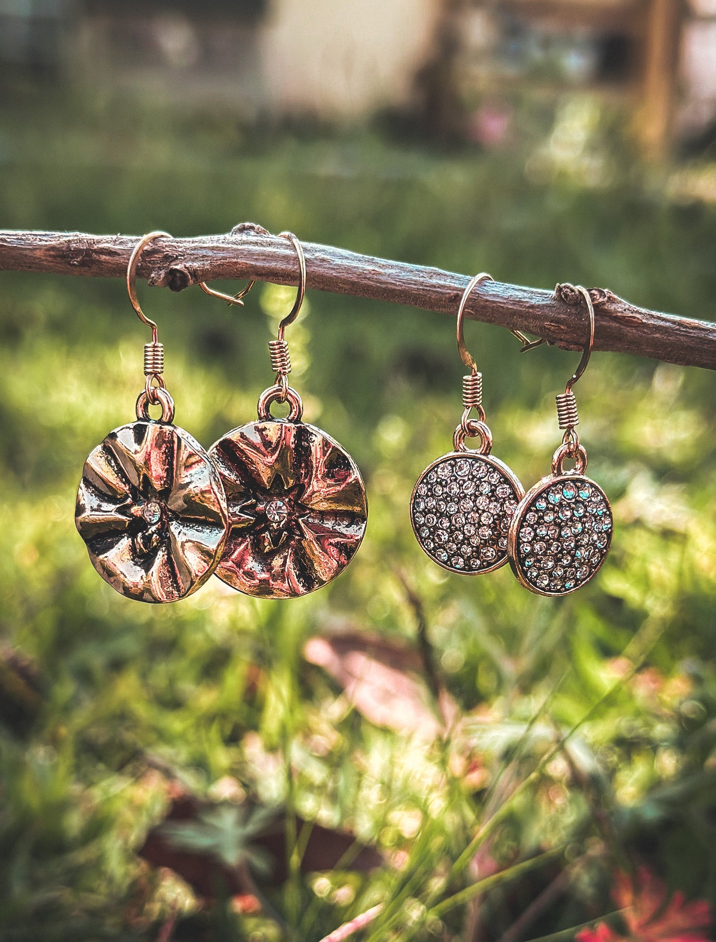 Gold Circle Dangle Earrings (Set of 2)