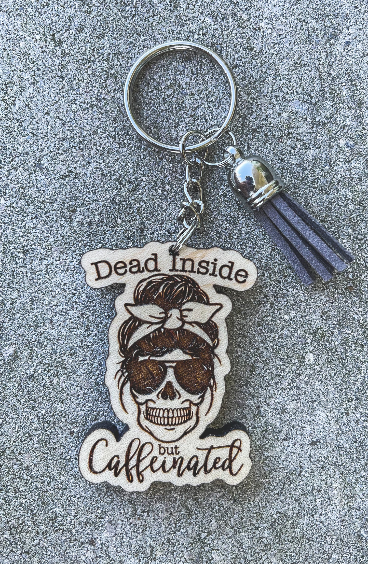 Dead Inside Key Chain with Tassel