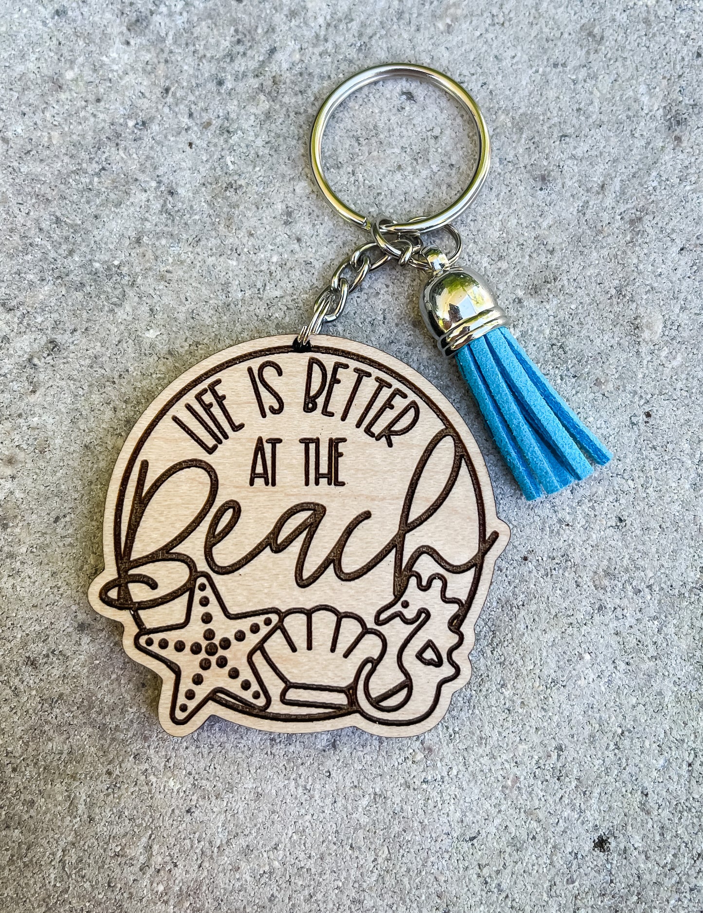 Life Is Better At The Beach Key Chain with Tassel