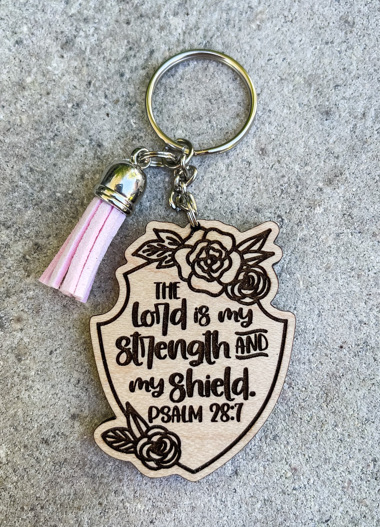 Psalm 28:7 Key Chain with Tassel