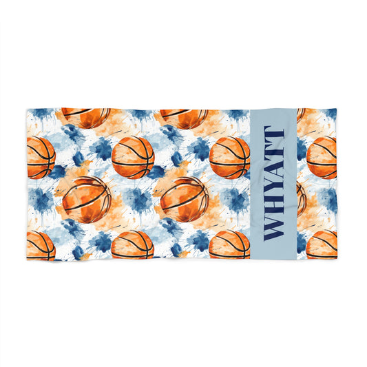 Watercolor Basketball Beach Towel