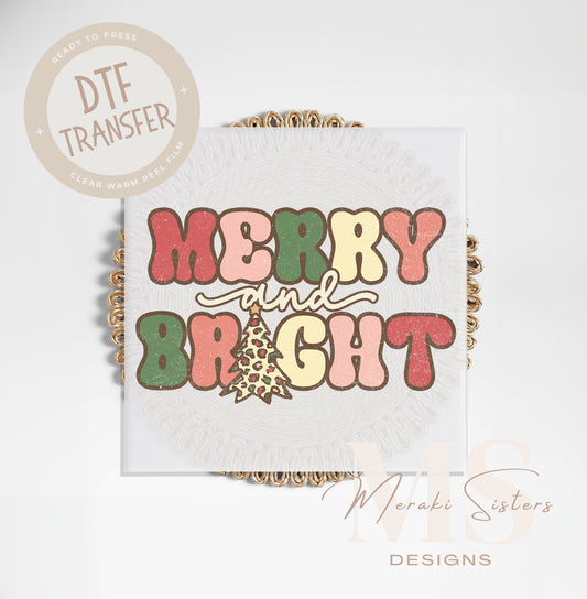 Merry & Bright Tree DTF Transfer