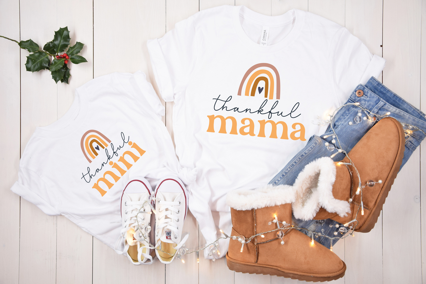 Thankful Mama & Thankful Mini Rainbow Tee Combo