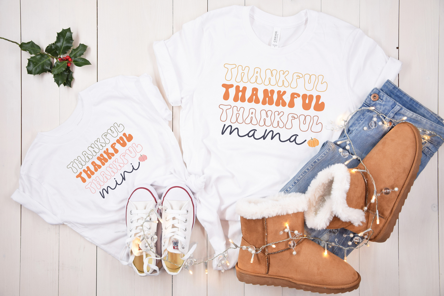 Stacked Thankful Mama & Mini Tee Combo
