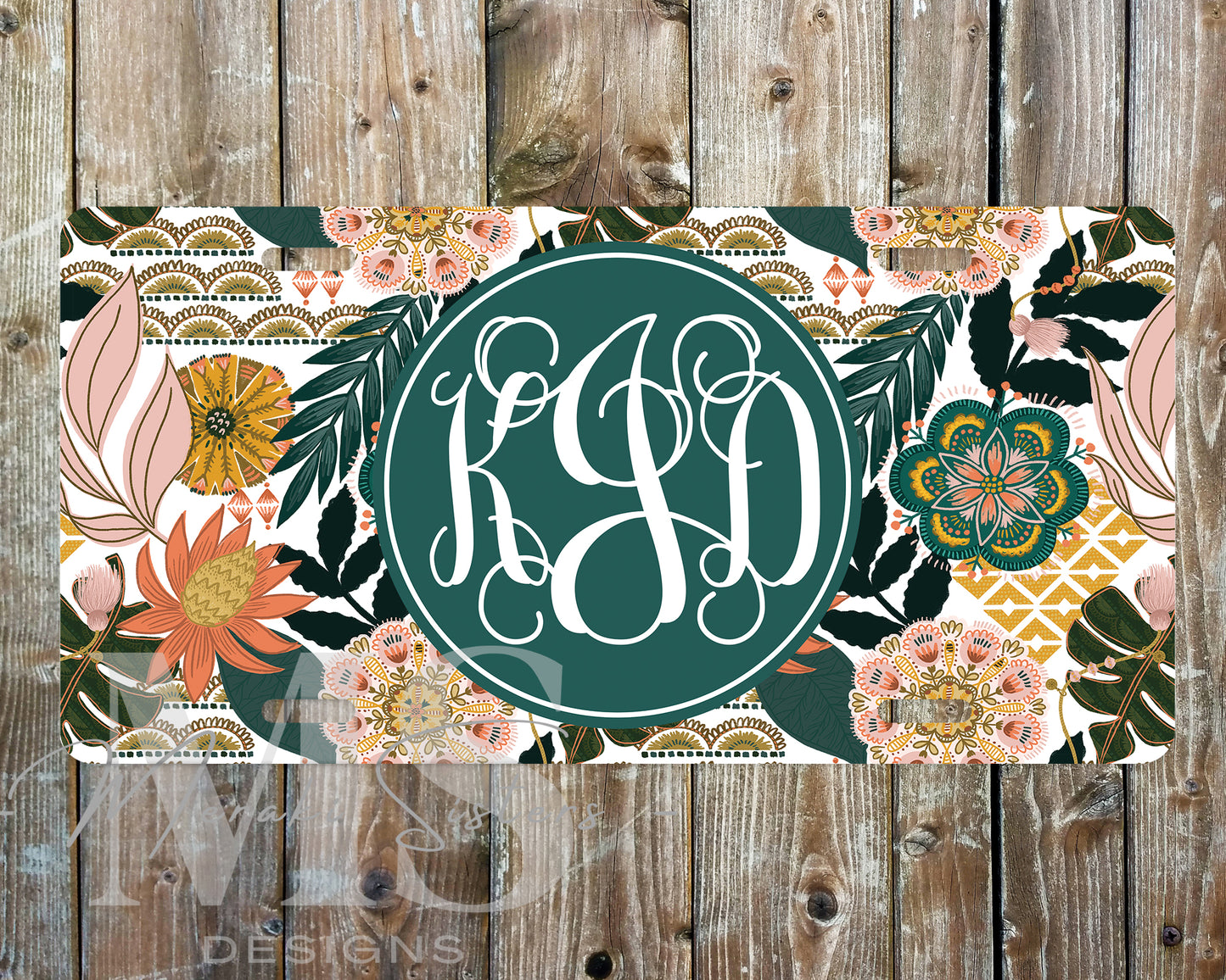 Boho Floral License Plate