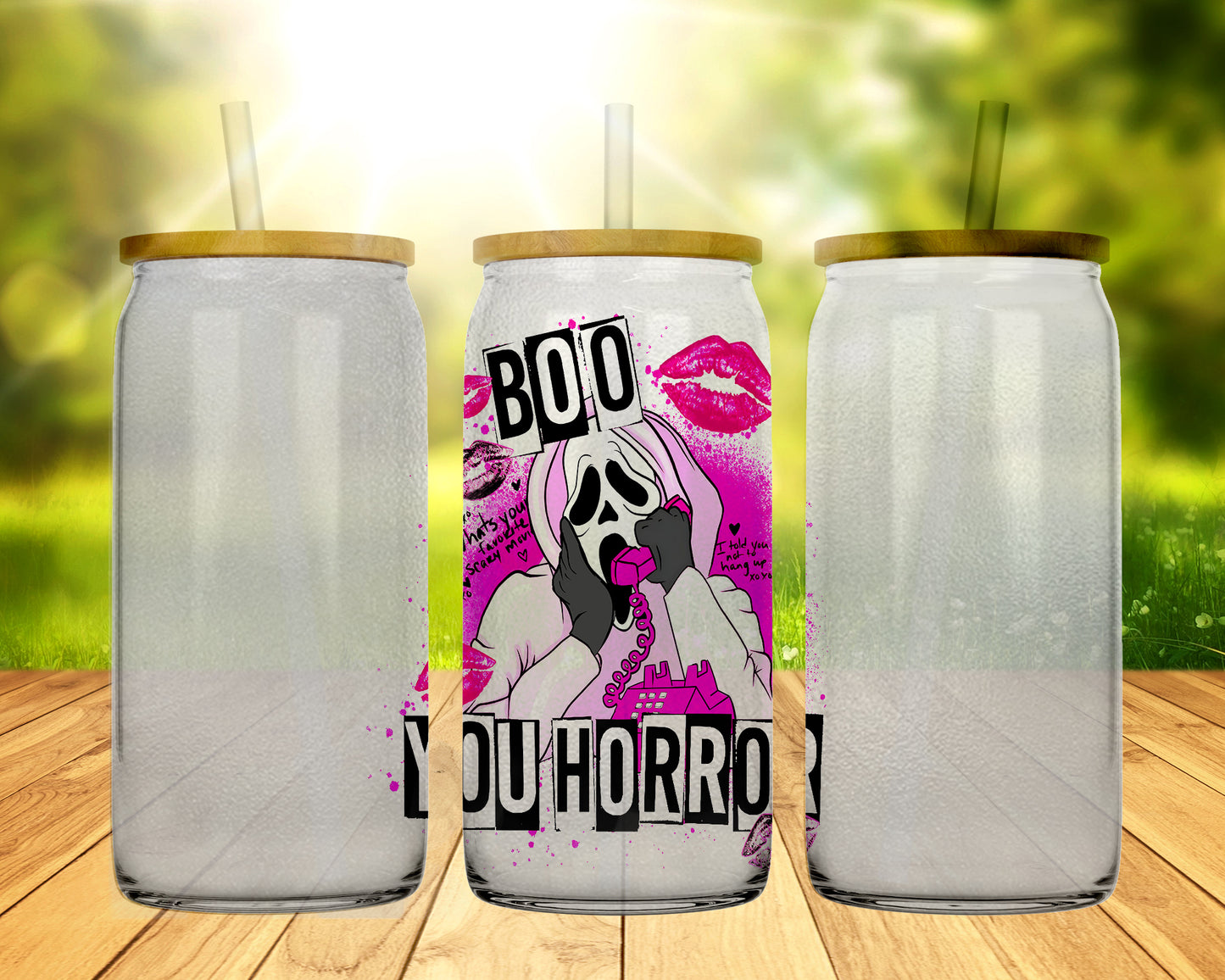 16 oz Glass Boo You Horror