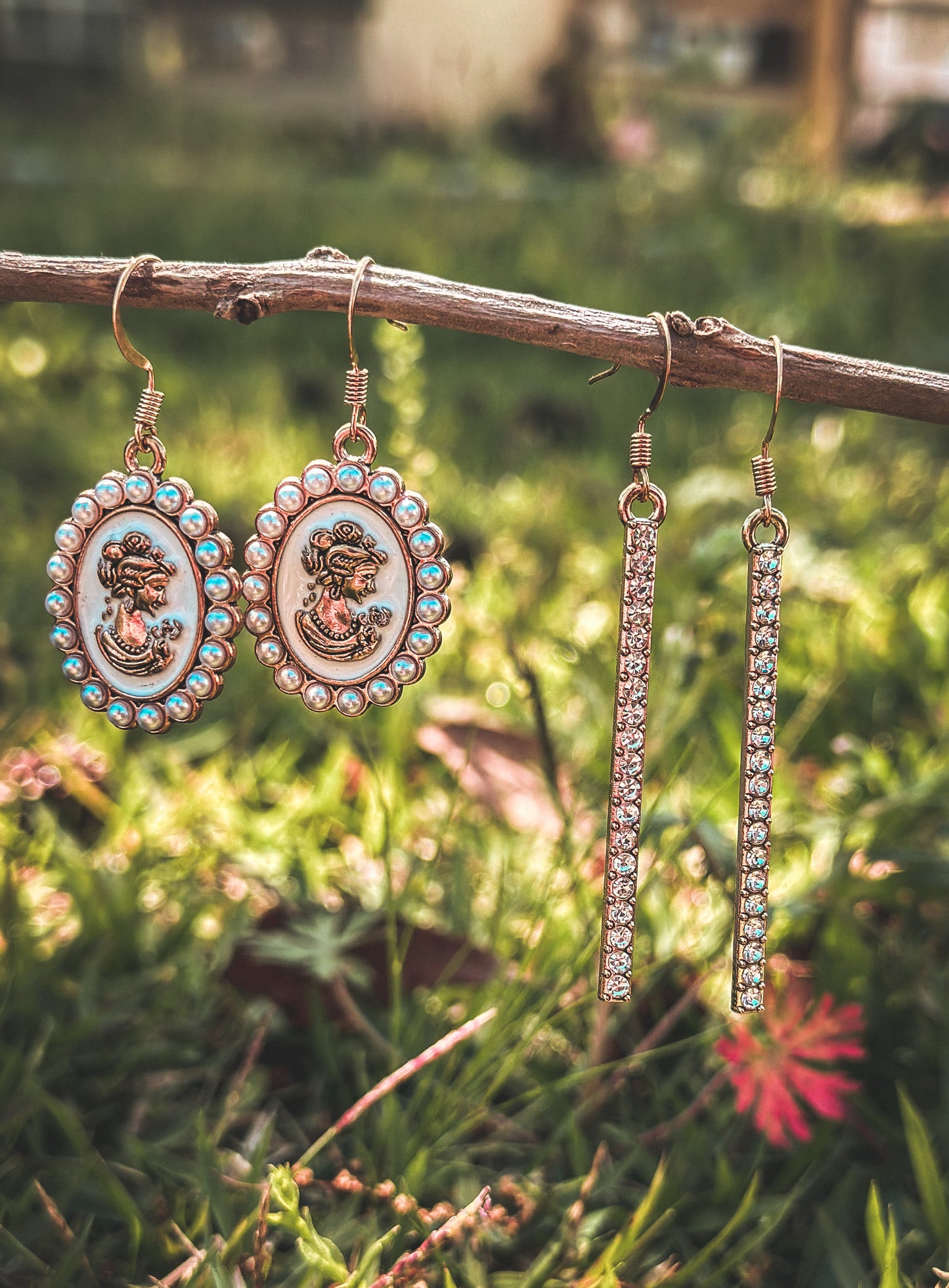 Gold Dangle Earrings (Set of 2)