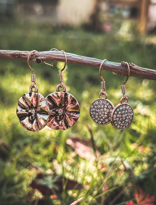 Gold Circle Dangle Earrings (Set of 2)