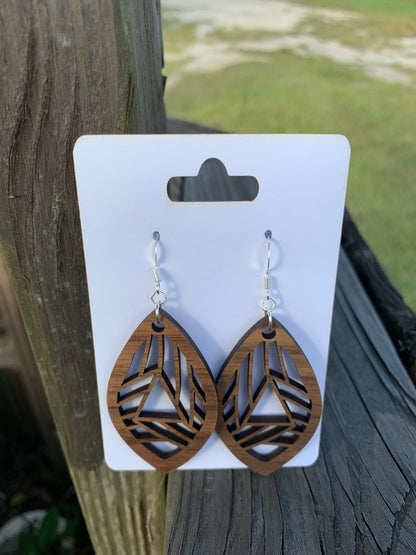 Triangle Stripes Wood Earrings (2 Inch)