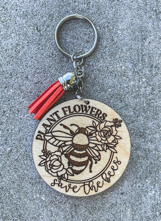 Save The Bees Key Chain with Tassel
