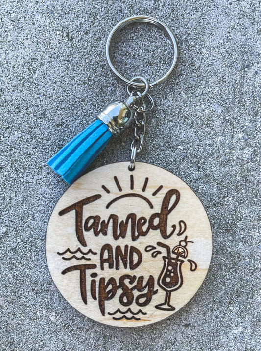 Tanned & Tipsy Key Chain with Tassel