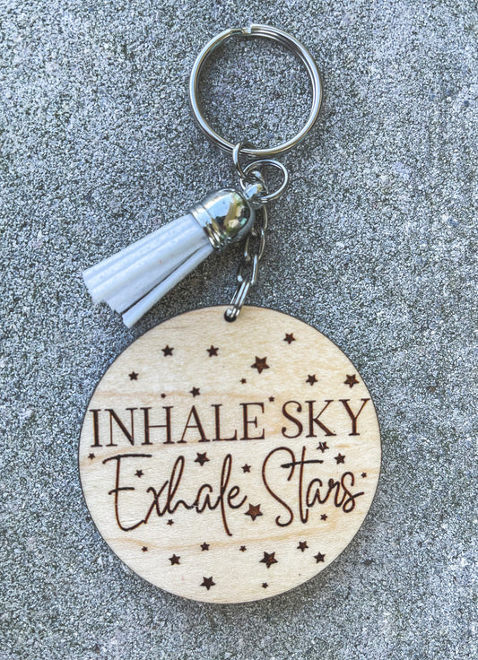Inhale Sky Key Chain with Tassel