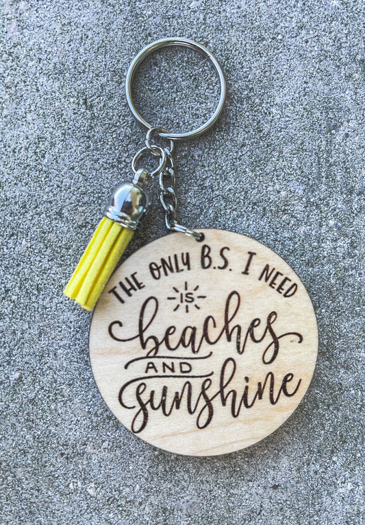 Beaches & Sunshine Key Chain with Tassel