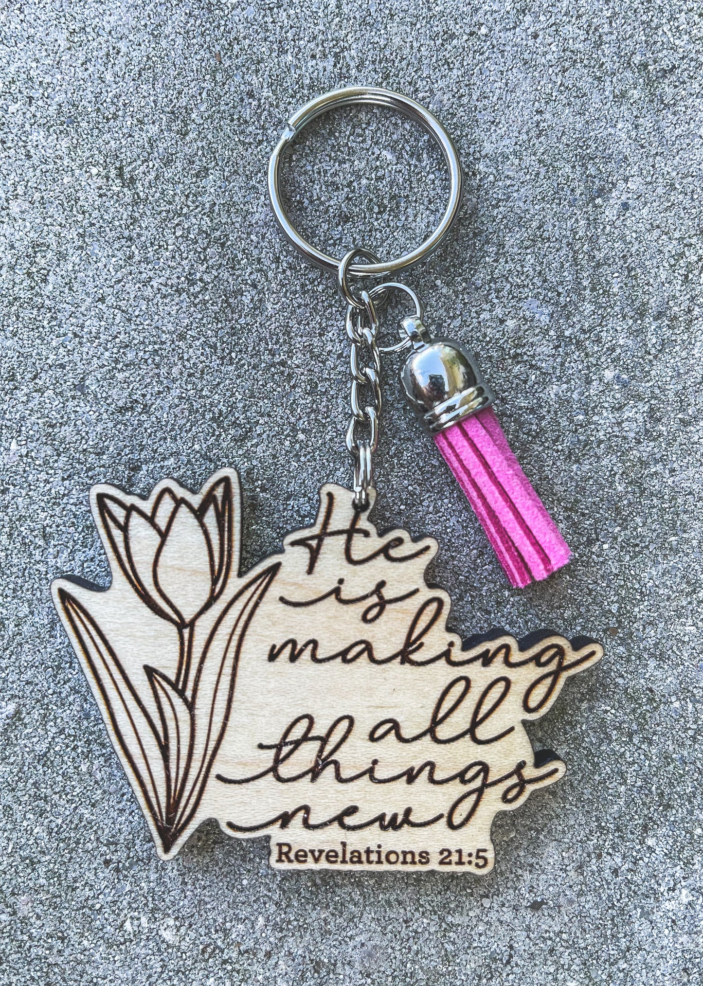 All Things New Key Chain with Tassel