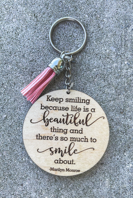 Keep Smiling Key Chain with Tassel