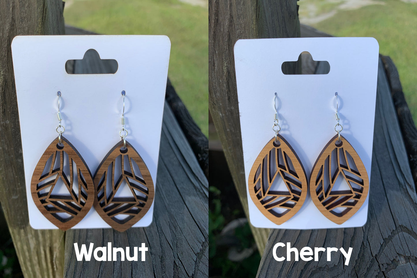 Triangle Stripes Wood Earrings (2 Inch)