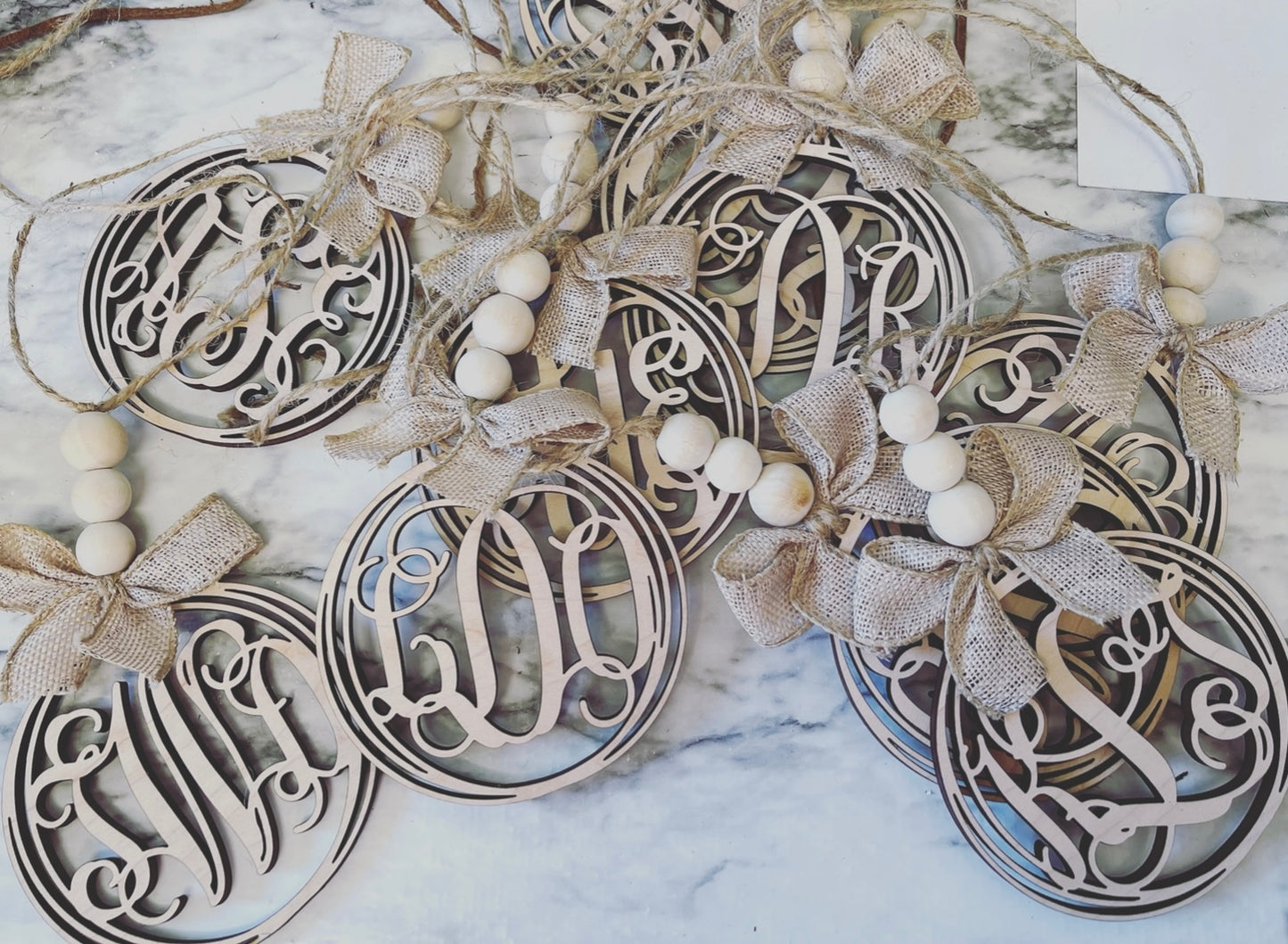 Circle Monogram Car Charm