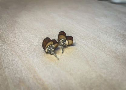 Leopard Heart Wood Earrings