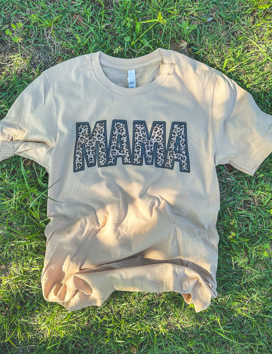 Faux Embroidered MAMA Tee