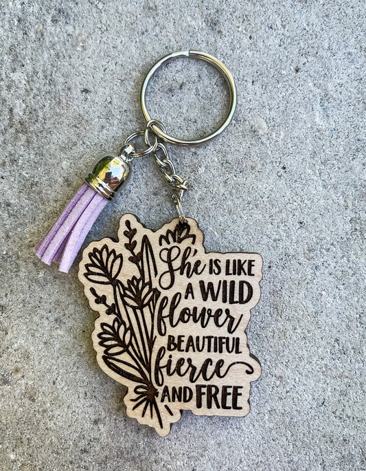 She Is Like A Wild Flower Key Chain with Tassel