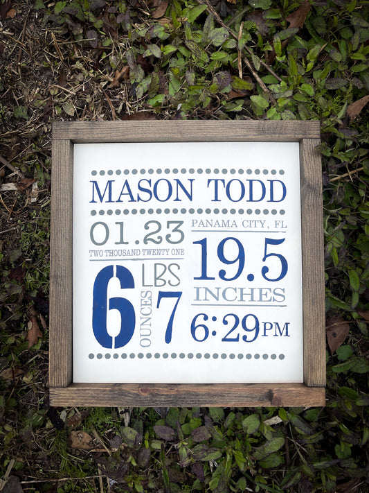 Baby Birth Stats Sign
